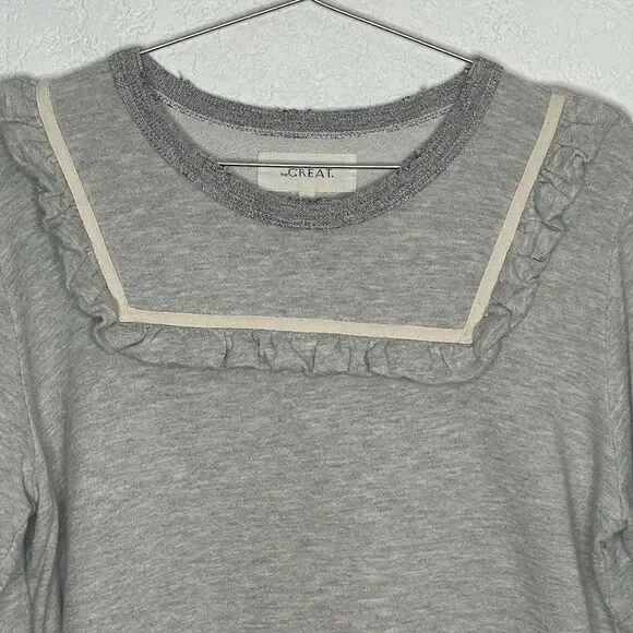 The Great. The Shrunken Bib Sweatshirt Heather Grey Medium - Picture 4 of 14